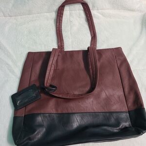 Chic Burgundy and Black Travel Tote